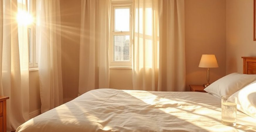 wake with bright sunlight