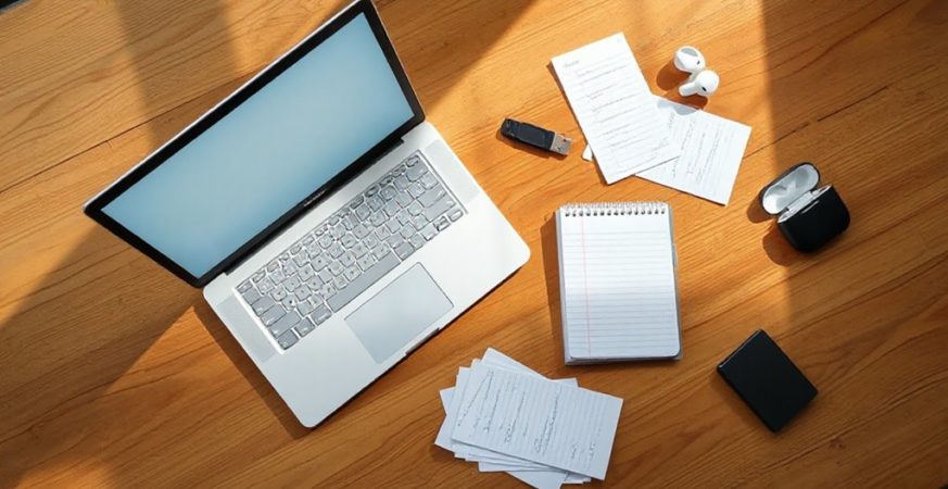 organized paper and digital notes
