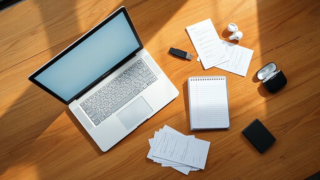 organized paper and digital notes